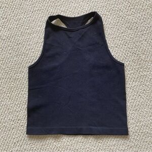 Free People Intimately High Neck Ribbed Athletic Cropped Tank Top Size M/L EUC